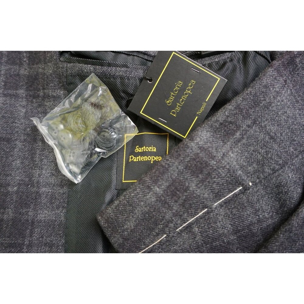 Sartoria Partenopea Gray Plaid Cashmere Blend Jacket Sport Coat Sz 46R NEW